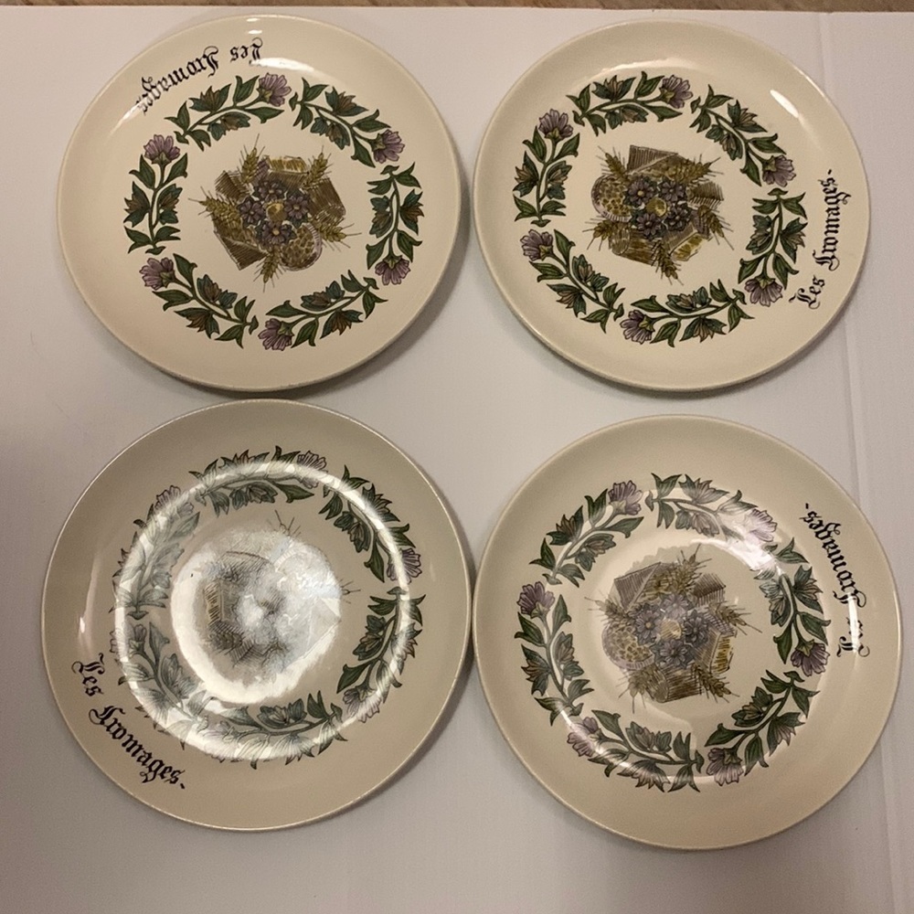 FRENCH Vintage Gien Cheese Plate Set, Retro Cheese Plates, Les Fromages